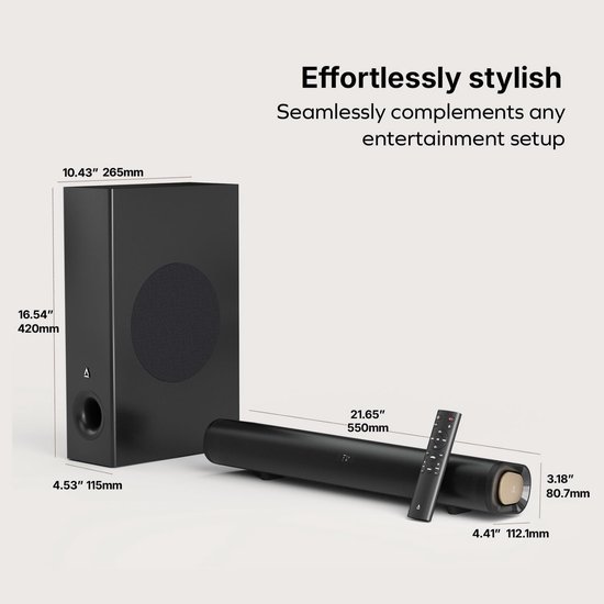 2.1 Soundbar - Home Audio - Film en Muziek - Dolby Audio - Compact Formaat - Zwart — afbeelding 4