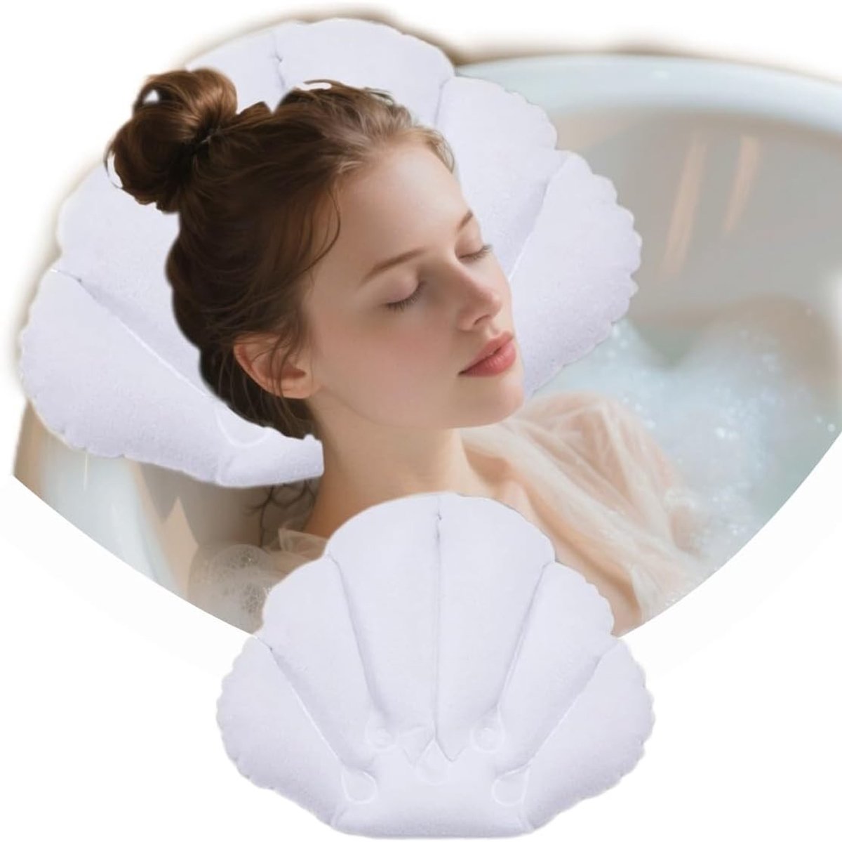3D Opblaasbaar Badkussen met Sterke Zuignappen voor Thuis, Spa en Badkuipen - Ondersteunt Hoofd, Nek, Schouders en Rug voor Ultiem Comfort
