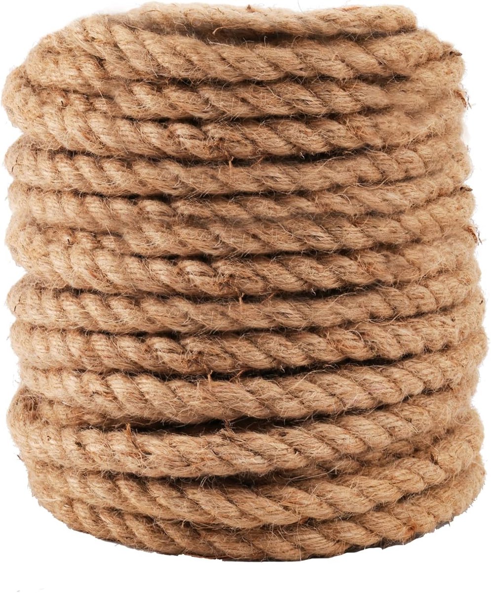 Dikke Jute Touw van 30m x 12mm voor DIY, Tuinprojecten en Huisdecoratie - Natuurlijke Jute Koord voor Ambachten en Creatieve Klussen