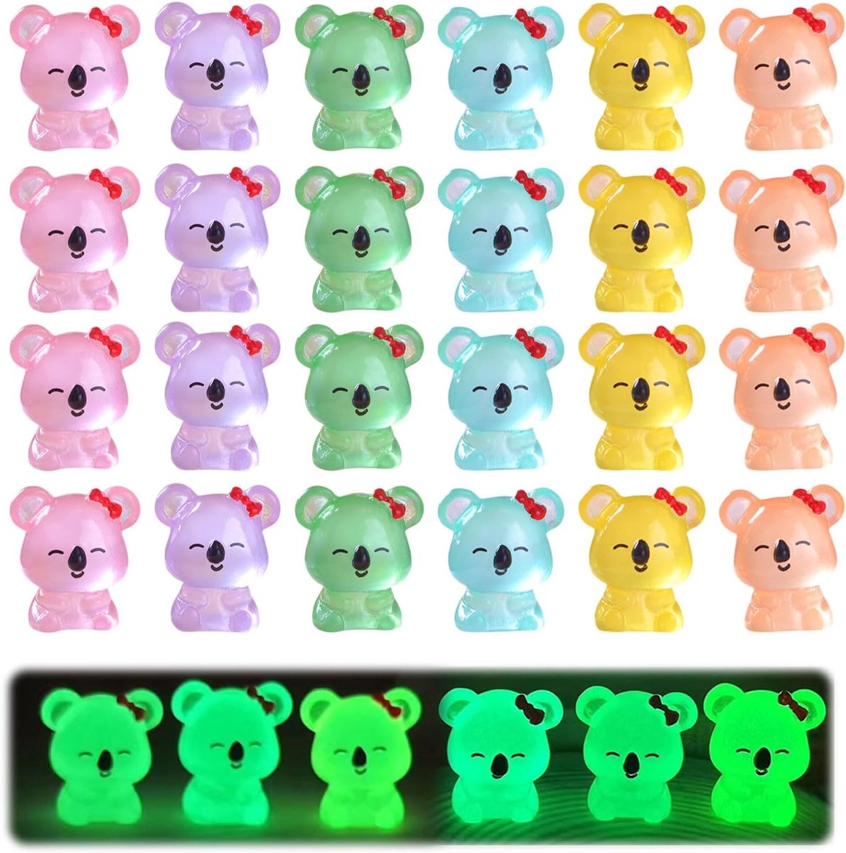24 Stuks Houten Koala Miniaturen - Schattige Dierenfiguren voor Huisdecoratie, Tuinlandschap en Verjaardagstaarten DIY