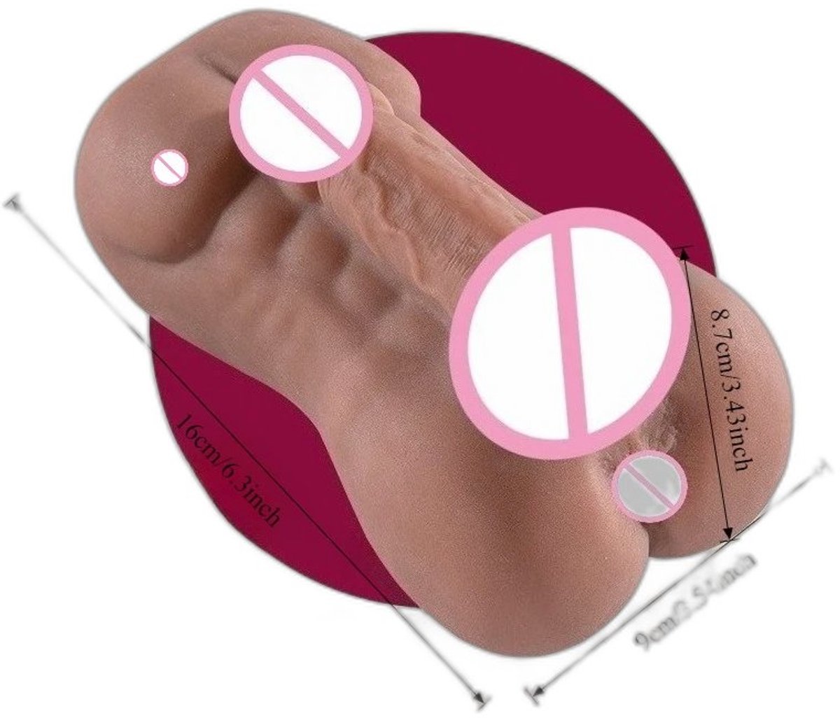 Currero Pocket Pussy met Billen - Masturbator voor Man - Realistisch Torso - Kunstvagina - Billenpop - Sextoy voor Mannen - Discreet Verpakt