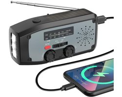 Noodradio - Zonne-energie Draagbare Radio met LED-Zaklamp, SOS-Alarm, AM/FM Solar Crank Emergency Radio met 2000mAh Powerbank voor Noodgevallen Binnen/Buiten, Zwart