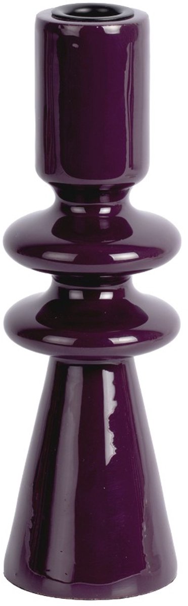 Present Time Kandelaar Cadiz Double Ring - Donkerpaars - 7x7x22cm - Scandinavisch - Hout