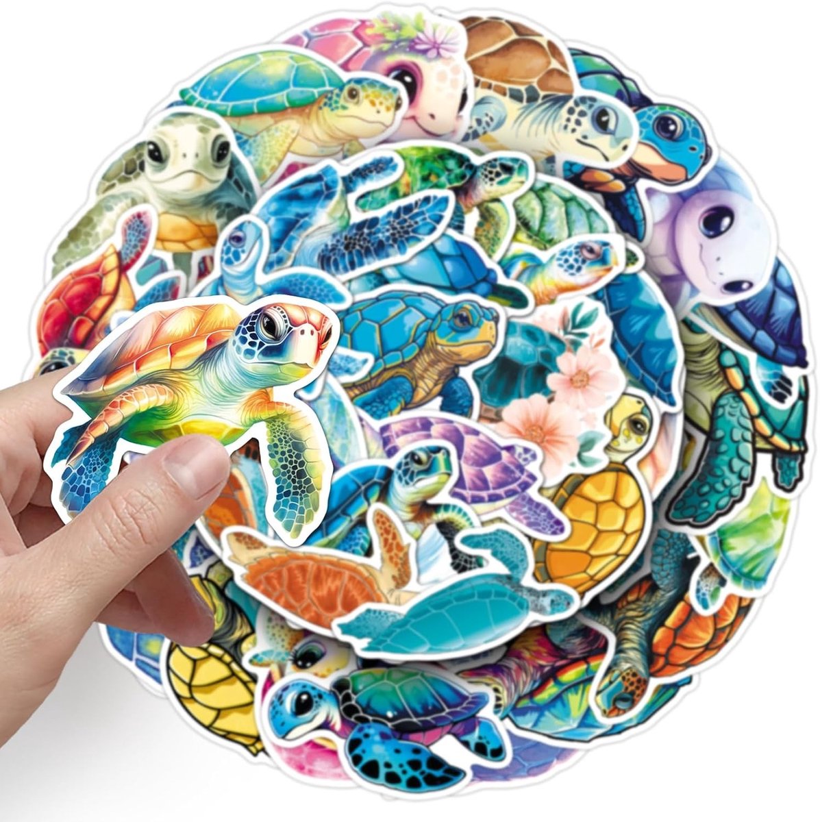 50 Stuks Schildpad Stickers voor Skateboards, Motorfietsen, Fietsen en Koffers - Waterdichte Vinyl Stickers voor Kinderen en Tieners
