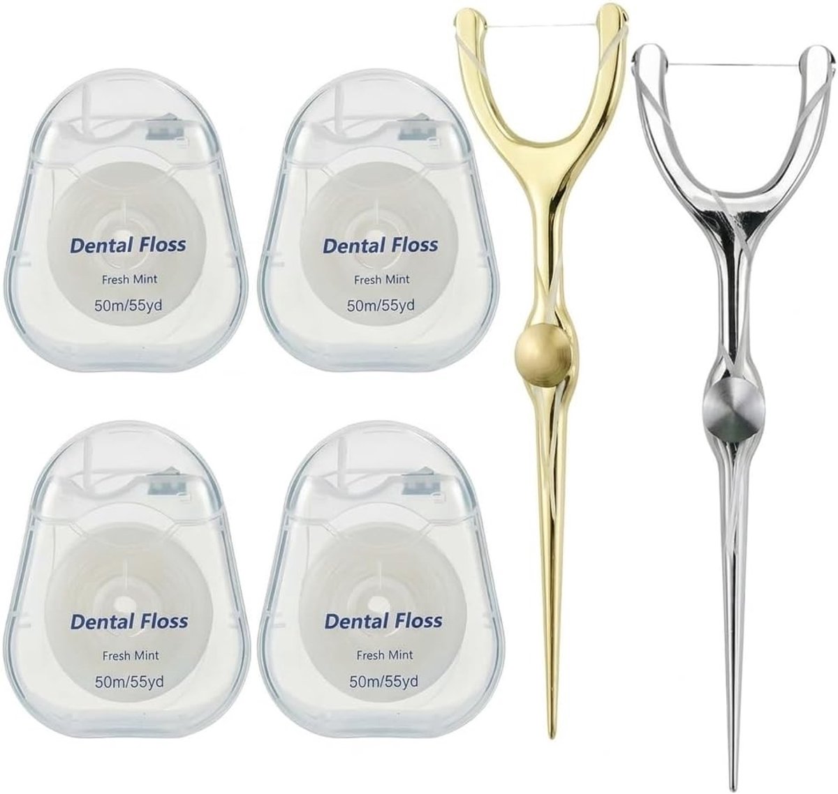 Tandenstokers set van 2, roestvrij staal, duurzaam en herbruikbaar met tanddraad voor optimale mondhygiëne