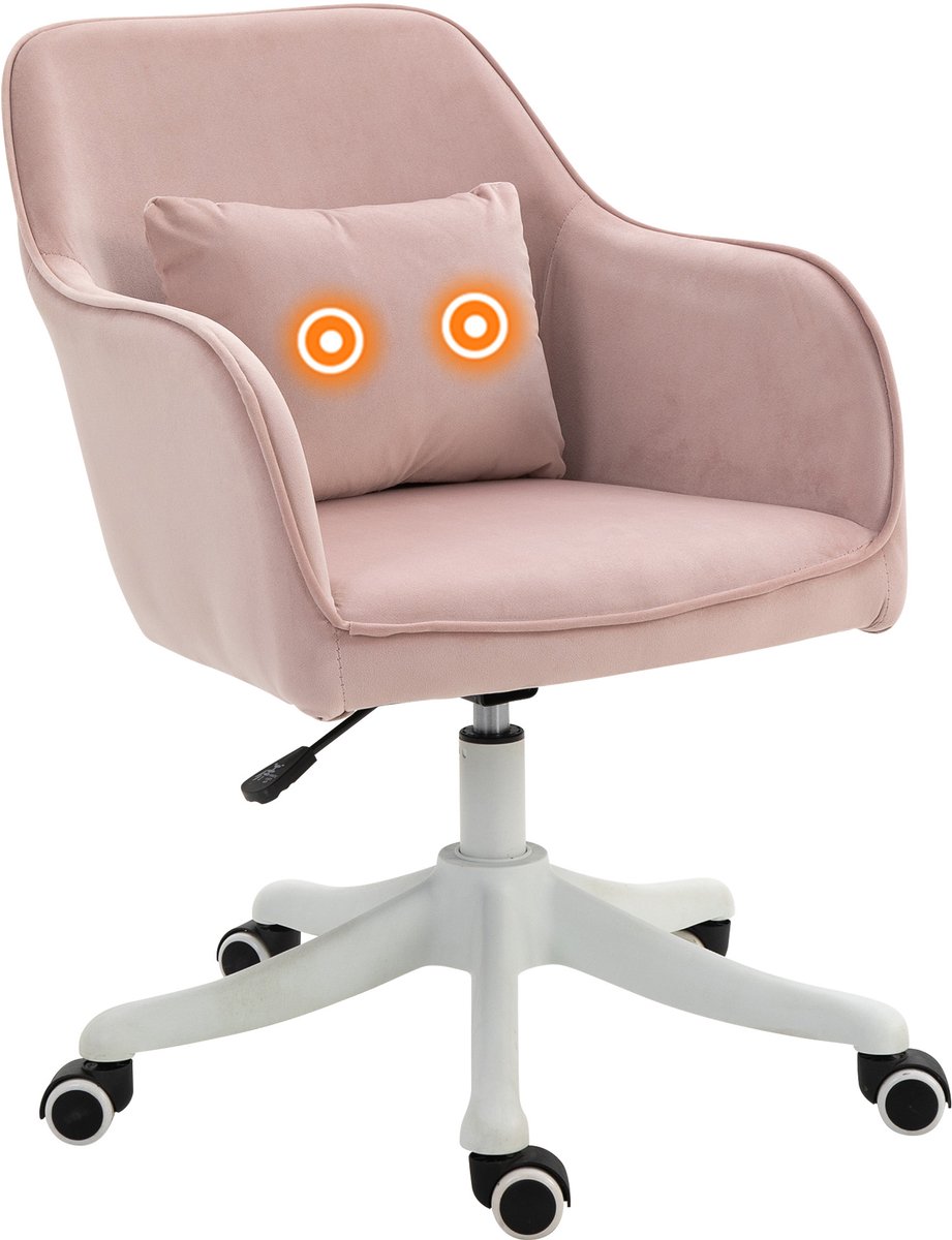 Vinsetto massage bureaustoel - polyester - 55x70x86cm - roze