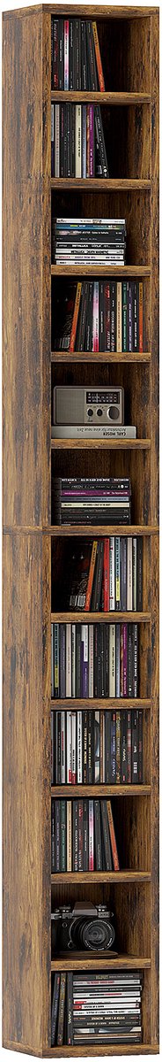 HOMCOM-CD Opbergkast - Samengesteld hout - 21x20x175cm - Rustiek bruin