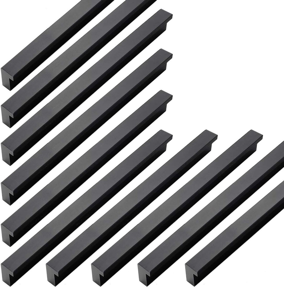 Moderne Zwarte Aluminium Kastdeurknoppen voor Meubels - 20 Stuks met 192mm Centergaatje voor Lades en Deuren