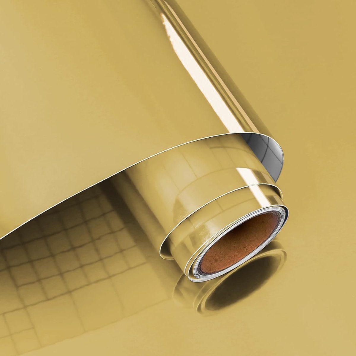 Zelfklevende Gouden Metallic Behang voor Muren - Flexibele Spiegelsheet voor Meubels, Keukens en Interieurdecoratie 40cmx200cm