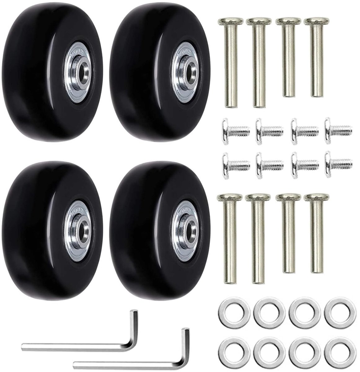 Set van 4 Vervangwielen voor Koffers - Universele Rubber Wielen voor Bagage, 40mm x 18mm, Duurzaam en Stijlvol
