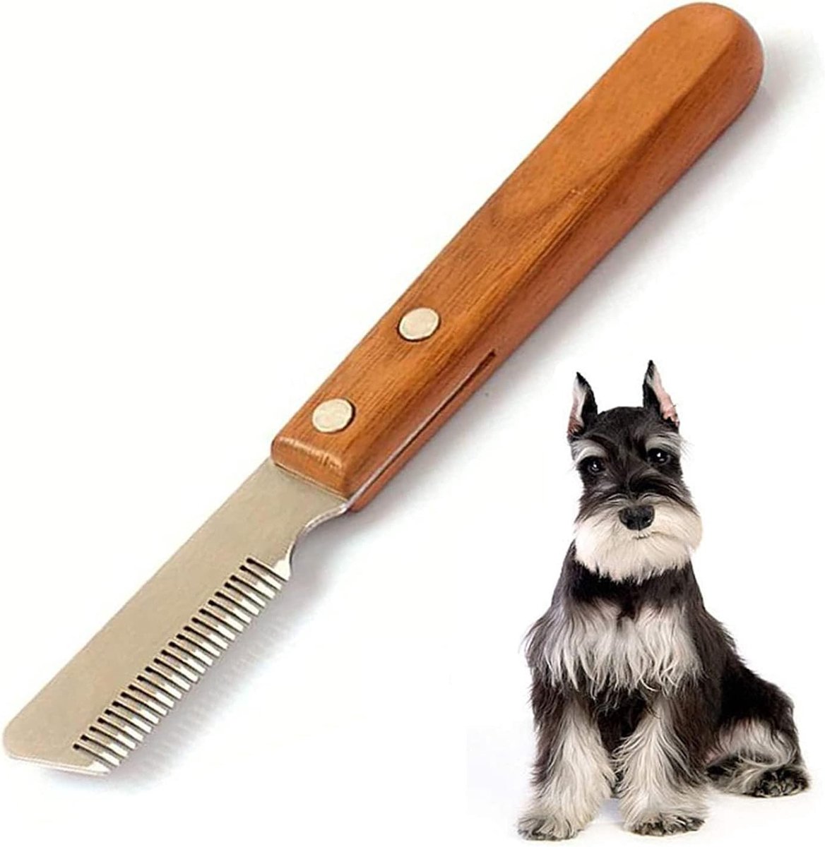 Professionele Stripping Knife voor Honden - Handgereedschap voor Border Terrier Verzorging met Ergonomisch Houten Handvat en Precisie Snijblad