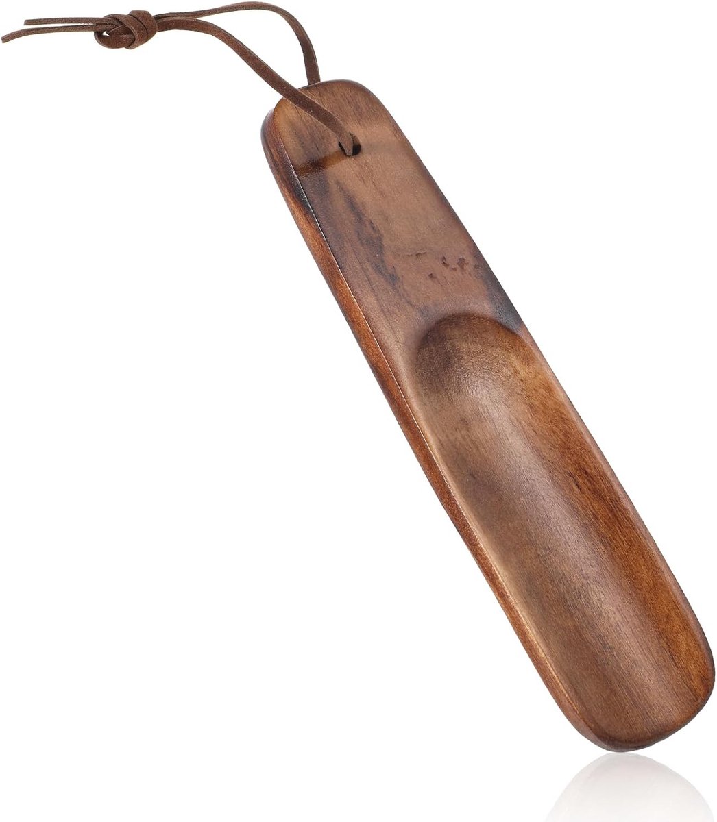 Houten Schoenlepel Klein - Praktische Schoenhulp met Hangkoord voor Mannen en Vrouwen - Ideaal voor Zwangerschap en Dagelijks Gebruik (15,5 cm)