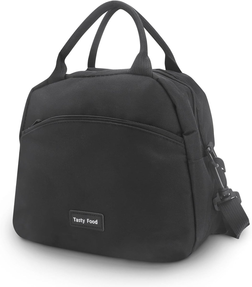 Zwarte lunchtas voor iedereen - Geschikt voor meisjes, picknick, werk, geïsoleerd, draagbaar en multifunctioneel