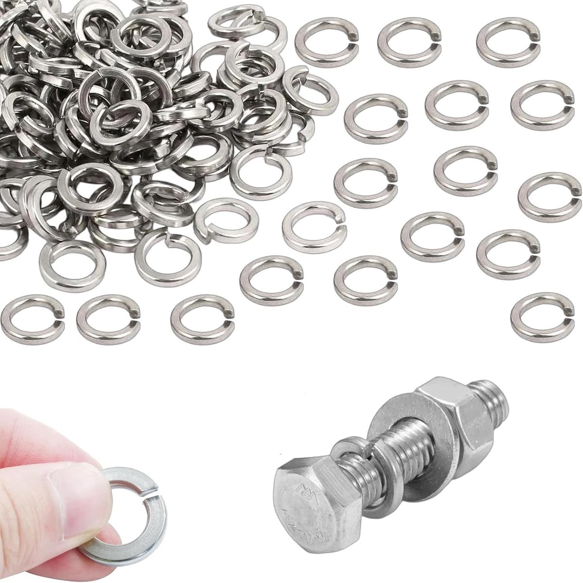 80 Stuks Veerringenset M6 – Roestvrij Staal A2/V2A – Glad voor Huishoudelijke en Mechanische Toepassingen – Spiralen voor Schroefverbindingen en Trillingsbescherming