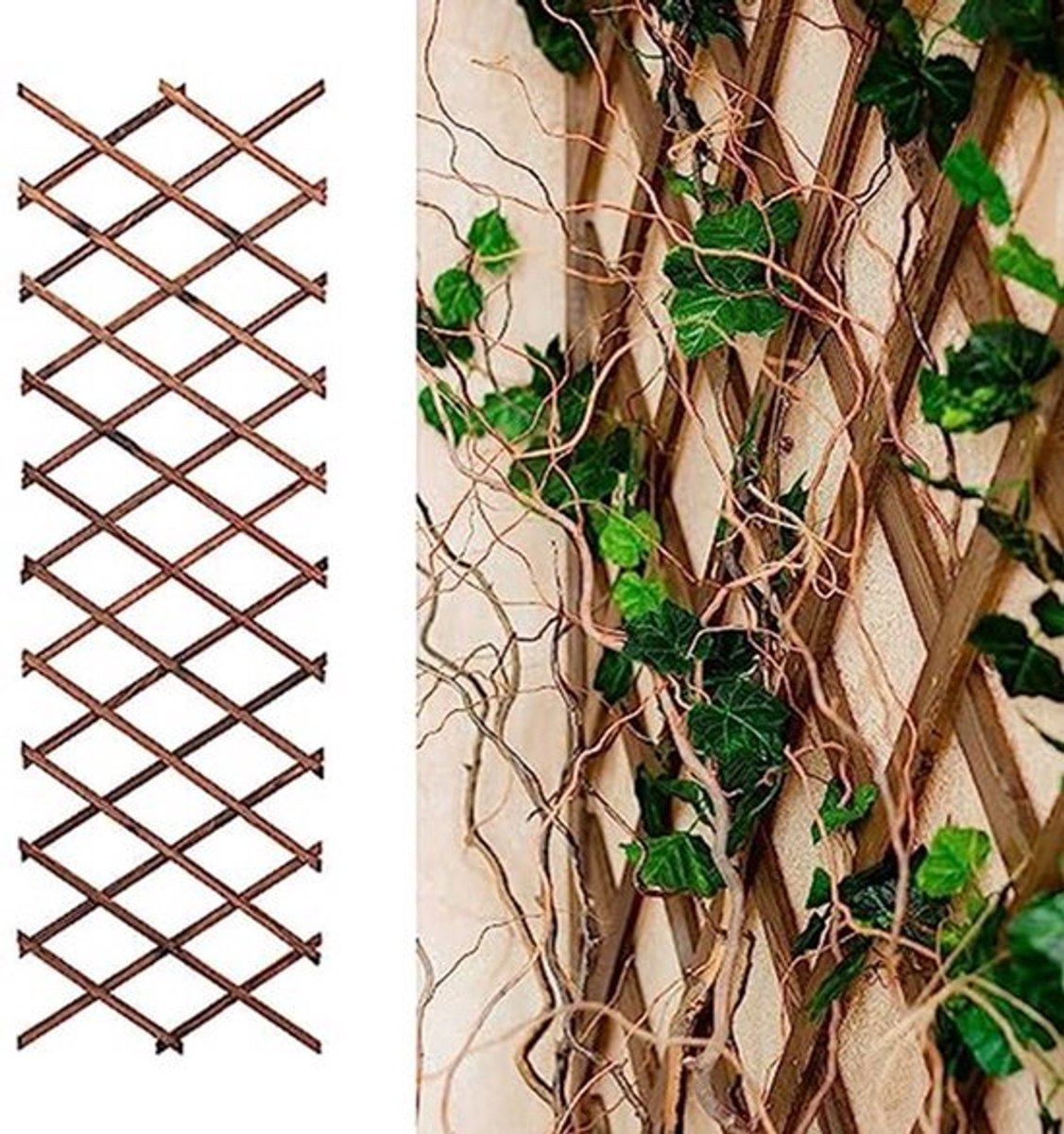 Dailygoods- Roosterhek Uitschuifbaar 120 x 35 cm - Houten Tuinhek - Decoratieve