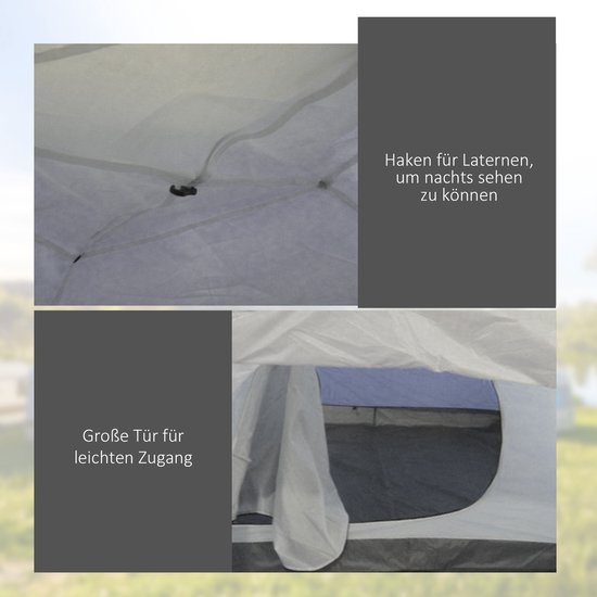 Outsunny-Campingzelt-Polyester, Fiberglas-320L x 240B x 130H cm-Blau van Merkloos — afbeelding 3