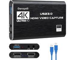 Daroyx® VCC4K Pro2 Video Capture Card - USB-A 3.0 - HDMI 4K@60Hz - Game Capture voor PC, Mac, PS4, PS5, Nintendo, Xbox e