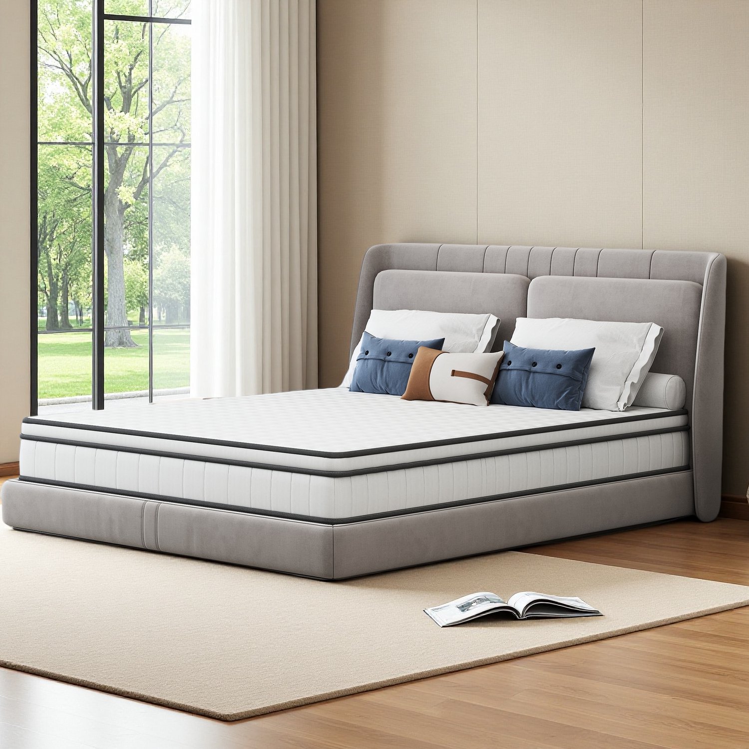 Yelenaro Matras 90x200 cm, Pocketveringmatras, 25 cm dik, 7-Zones, H2, Oeko-tex, Traagschuim, Ultra-ademend, Anti-Allergisch