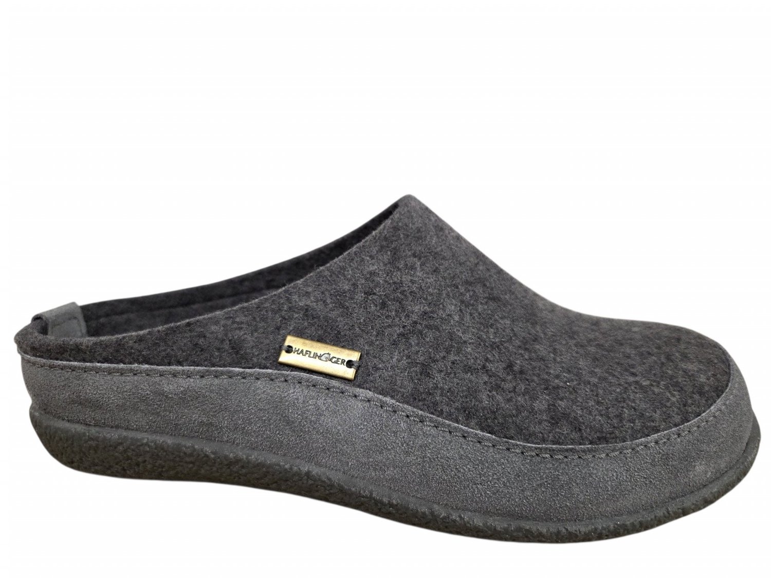 Haflinger Blizzard Skane 004 Anthrazit Pantoffels Open Sloffen Grijs Vilt en Suede Heren - Grijs - 43