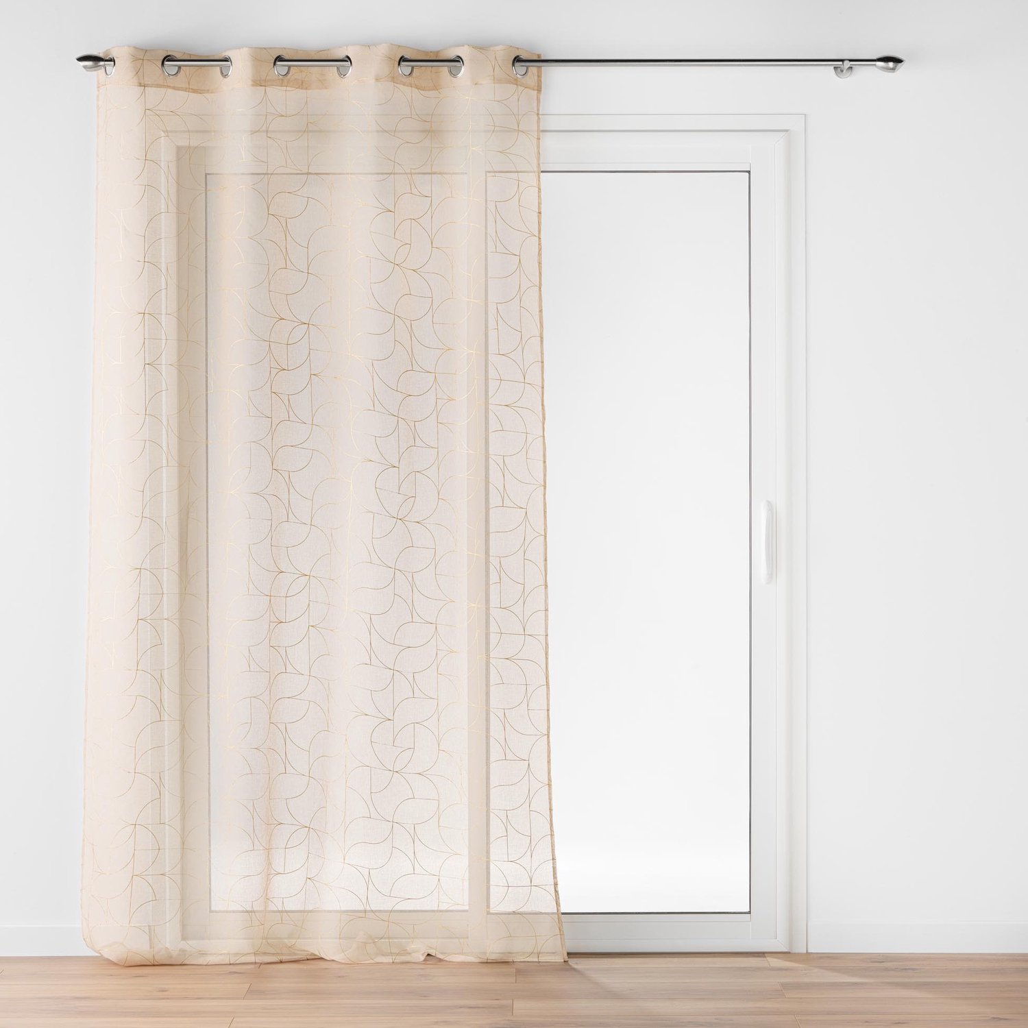 Douceur d'intérieur - Vitrage met ringen en gouden opdruk LOUXOR, 140 x 280 cm