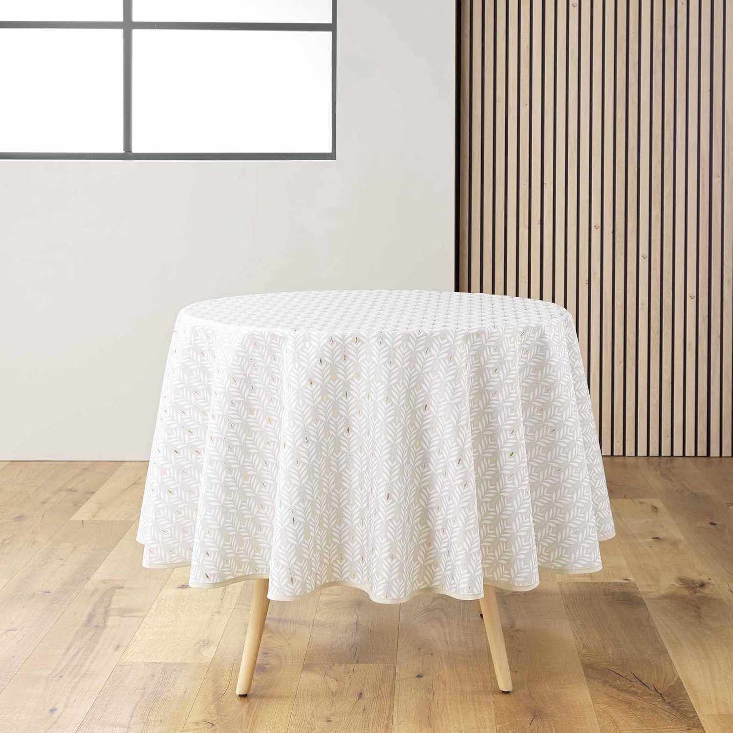 Douceur d'intérieur - Rond tafelkleed met glanzend patroon, Ø 180 cm - natural