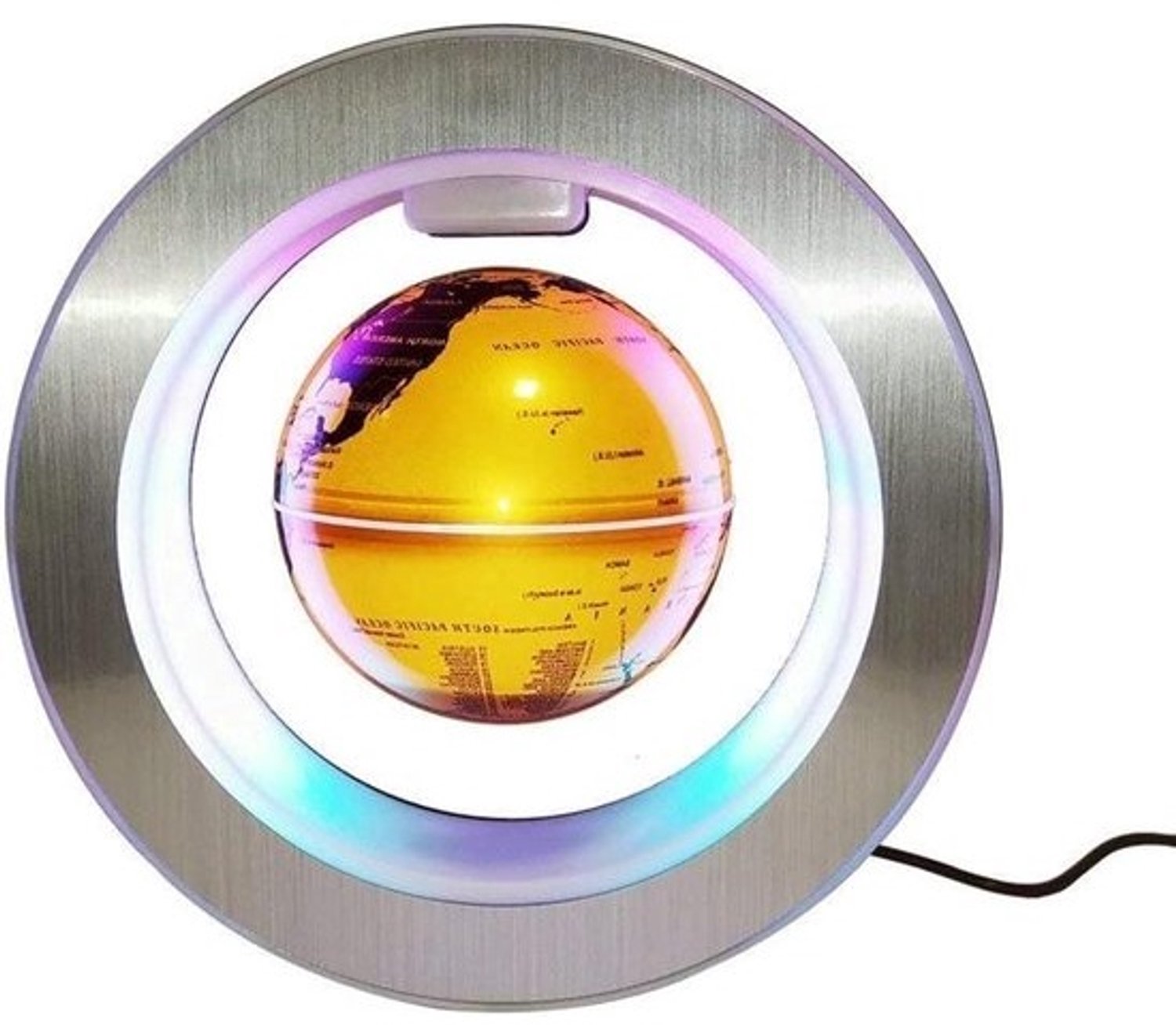 Zwevende wereldbol - Magnetische levitatiebol met roterende kaart - Decoratie en educatie - Automatisch roterend met LED-licht - Niet gespecificeerd - Goud