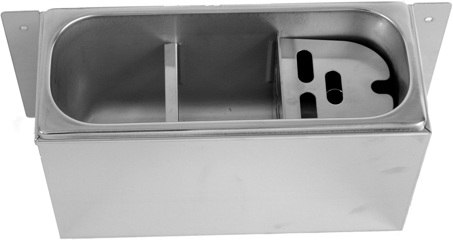 IJSLEPEL SPOELBAK 330X120X150MET WATERAFVOERGAT, WATERAANSLUITING en STANDPIJP - Combisteel 7108.0015 - Horeca & Professioneel