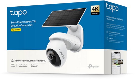 Tapo C660 Beveiligingscamera Buiten op Zonne-energie 4-pack + H500 CentralHub - Bundelvoordeel - 4K 8MP - 360° Draaibaar - Inclusief Zonnepaneel - Lokale Opslag tot 16TB - Geen Abonnement - 10.000 mAh Accu - Starlight Kleur Nachtzicht - 110 dB Sirene — afbeelding 4