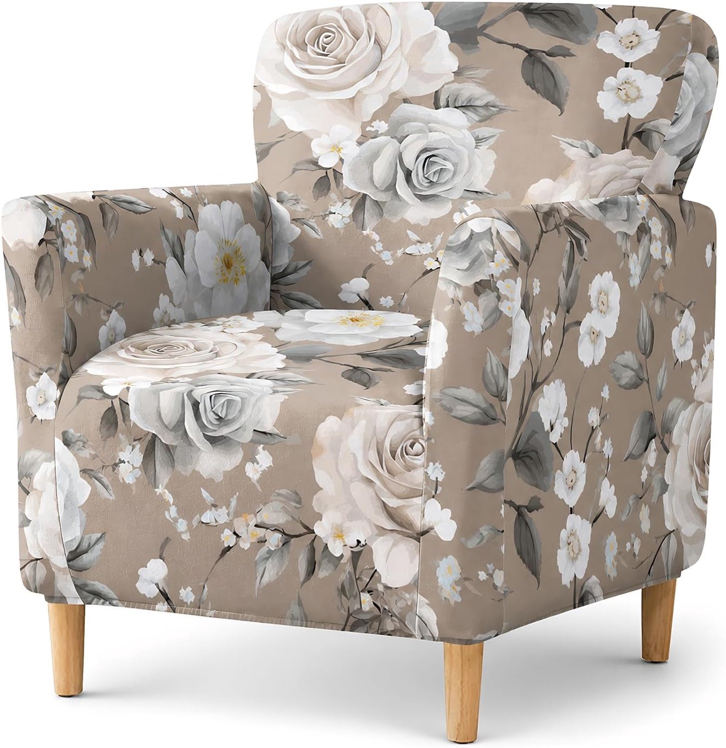 Fauteuil cover hoge stretch - vintage rose - bloemenprint - stijlvolle woondecoratie - Vemera
