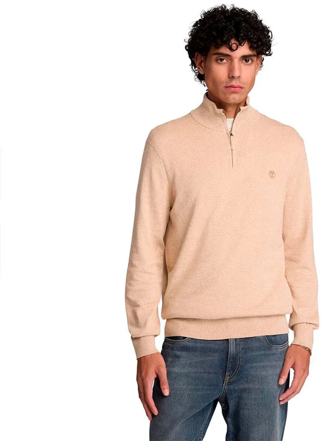 Timberland Williams River Cotton 1/4 Zip Trui L Man Light Oatmeal Heather