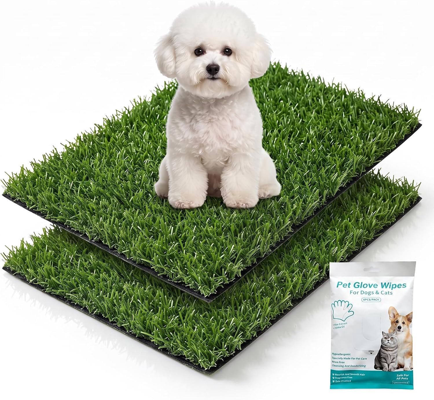 Hondentoilet 58,5 x 46 cm - kunstgras - 2 stuks - ideaal voor toilettraining - m-winkel