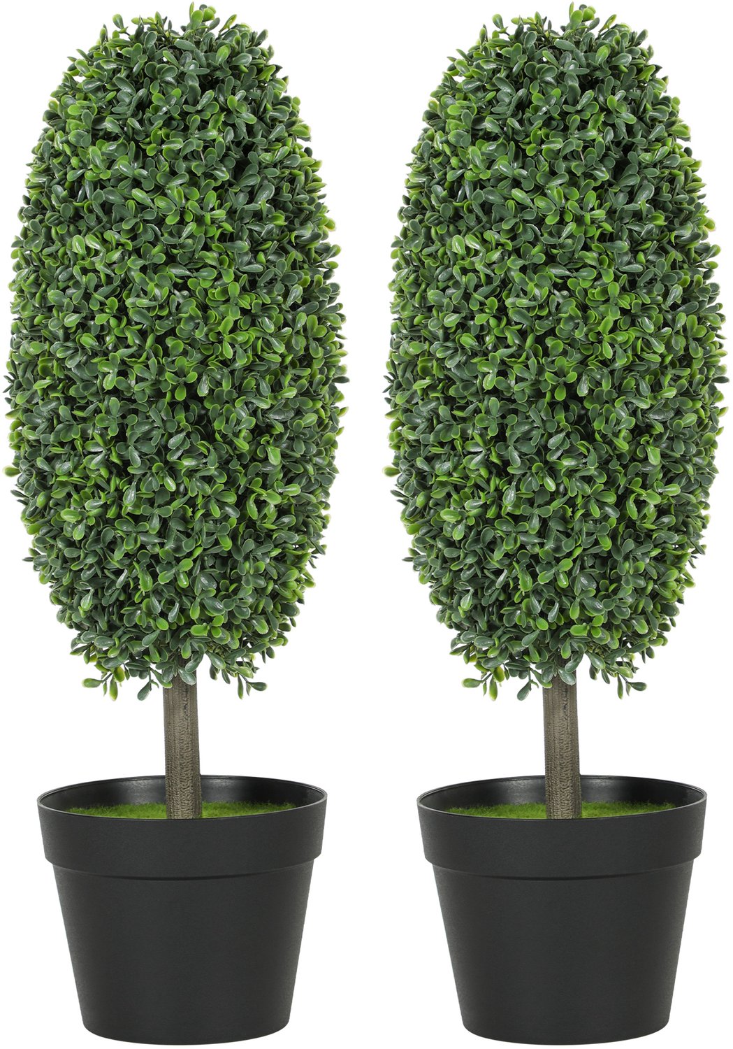 Homona Kunstplant - Set van 2 - UV-bestendig - Met 322 bladeren - Hoogte 60 cm - Groen