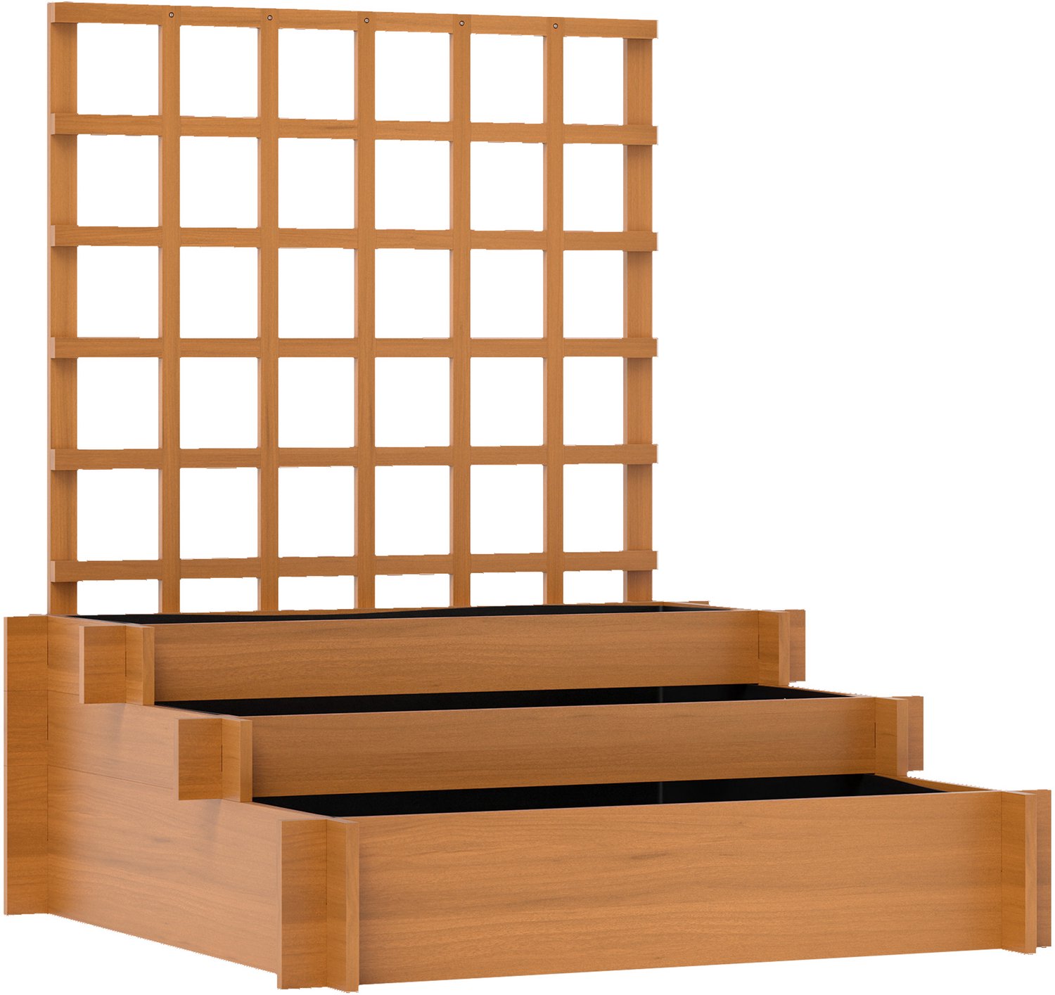 Sunona 3-laags verhoogd kweekbed met klimrek - Voor bloemen, kruiden en groenten - 95 x 95 x 110 cm - Bruin