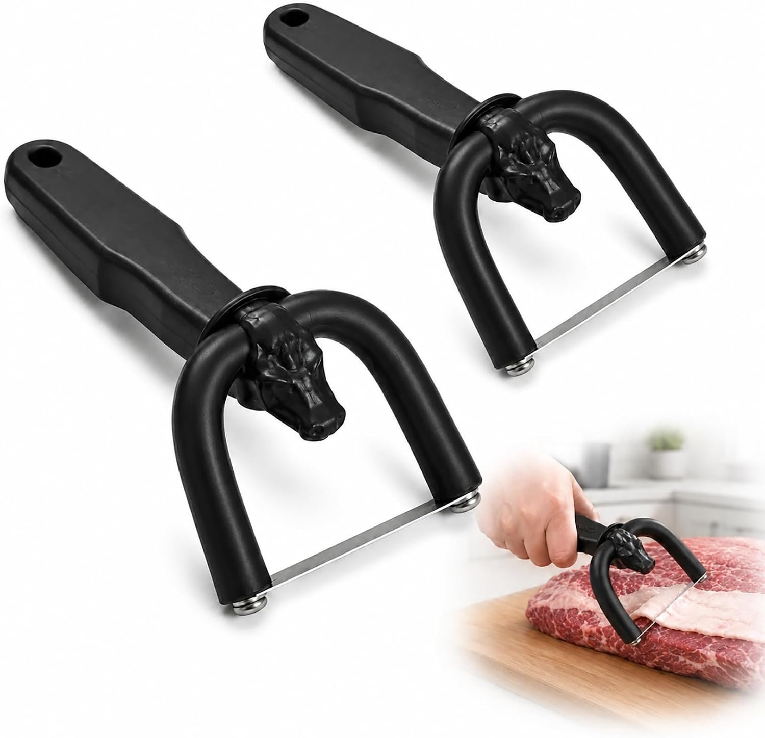 2 Stuks Handmatige Vetsnijder - Vet Snijder - Multifunctionele Keukenhulp - Vleessnijder Handmatig - Ergonomisch Handvat - Handmatig zonder Stroom - Geschikt voor Rundvlees, Varkensvlees, Briskett en BBQ - Compact en Ophangbaar - TENGYIF®
