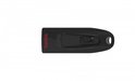 Zwarte SanDisk Cruzer Ultra USB 3.0 stick met een intrekbare USB-connector en oogje voor een sleutelhanger.