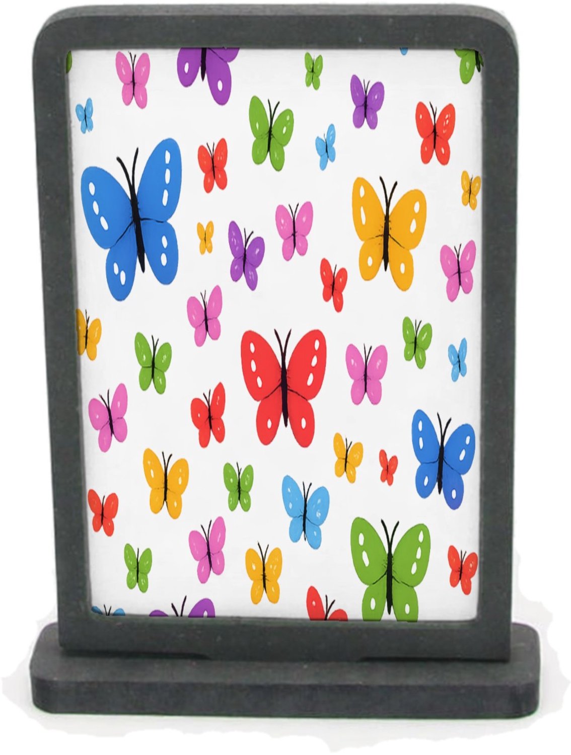 Mr Cadeautjes Houten fotolijst rechthoek met MDF inleg - design Speels herhaalpatroon met kleurrijke vogels en kleine bloese | cadeau Wit
