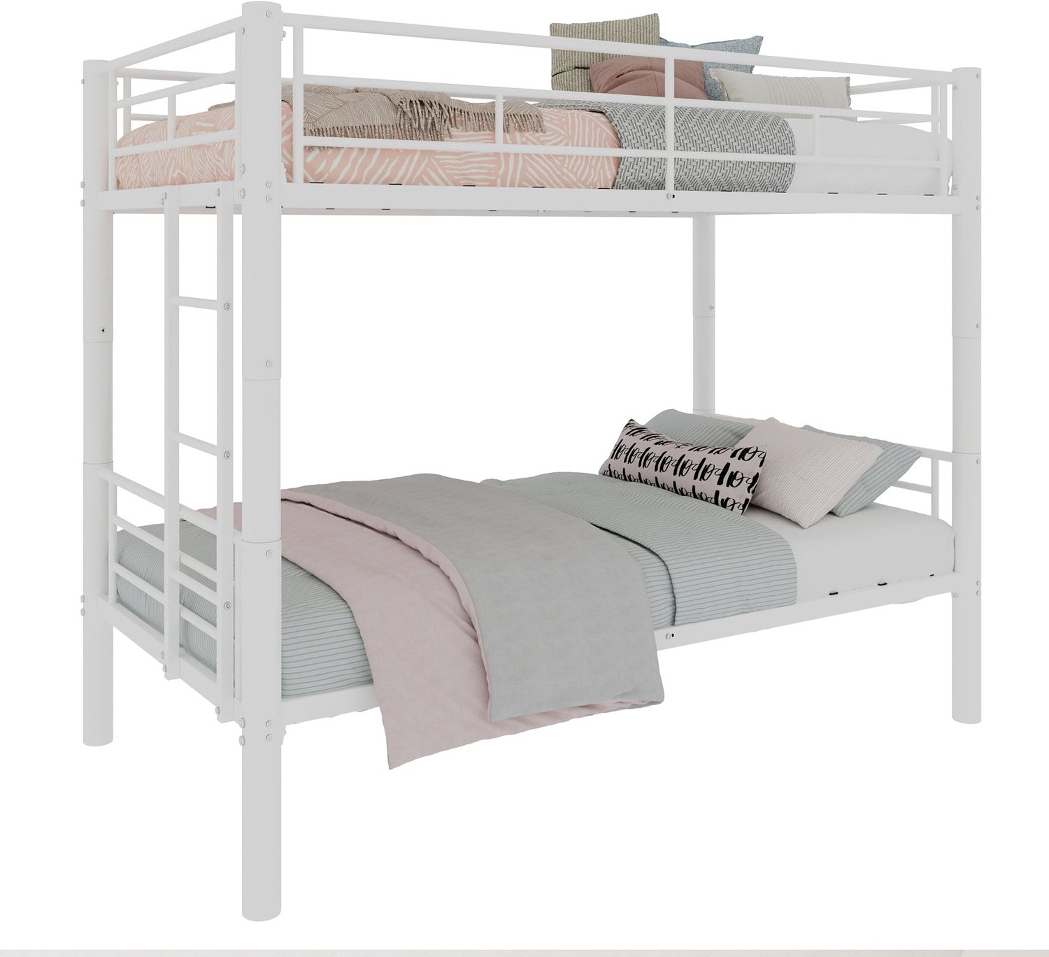 Merax Metalen Stapelbed 90 x 190 cm - Wit - Omvormbaar Tot 2 Eenpersoonsbedden - Met Ladder En Veiligheidshekken - 180 kg Per Slaapplaats