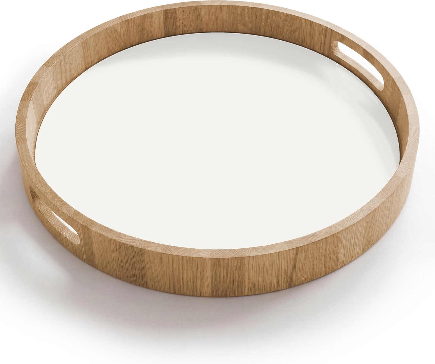 Dienblad rond 40x40 cm - Schootdienblad hout - Pure - Alabaster - Wit - Borrelplank rechthoek - Plateau houten dienbladen