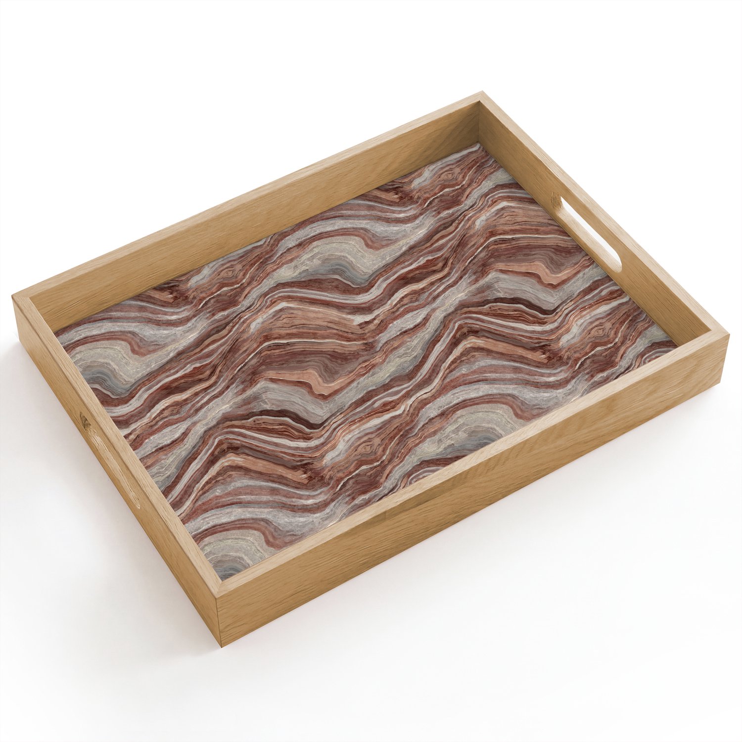 Dienblad hout 40x30 cm - Schootdienblad - Patroon - Zandsteen - Travertijn - Borrelplank rechthoek - Plateau dienbladen