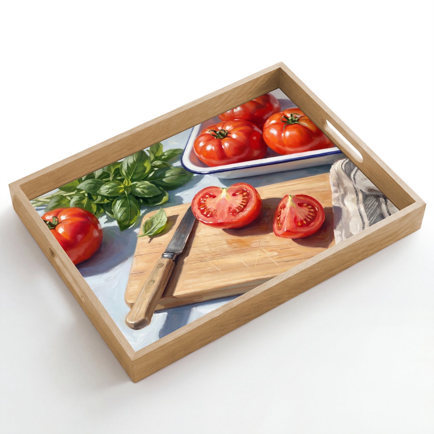 Dienblad hout 50x35 cm - Schootdienblad - Eten - Keuken - Ingrediënten - Stillleven - Rood - Borrelplank rechthoek - Plateau dienbladen