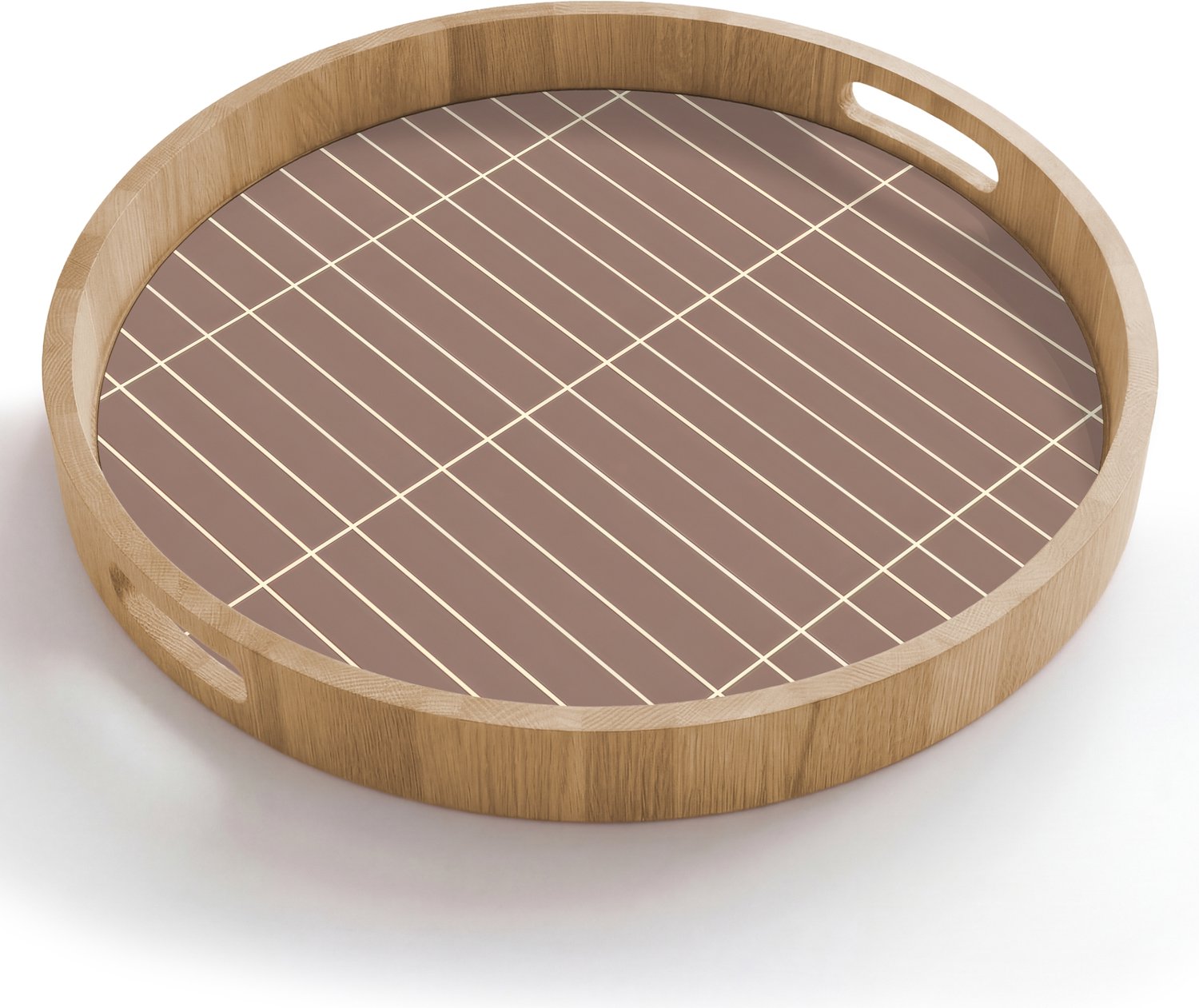 Dienblad rond 50x50 cm - Schootdienblad hout - Verticaal - Wandtegel - Terracotta - Borrelplank rechthoek - Plateau houten dienbladen