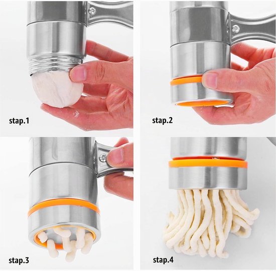 Handmatige RVS Pastamaker met 7 Mallen voor Verse Noodles en Pasta Bereiding — afbeelding 2