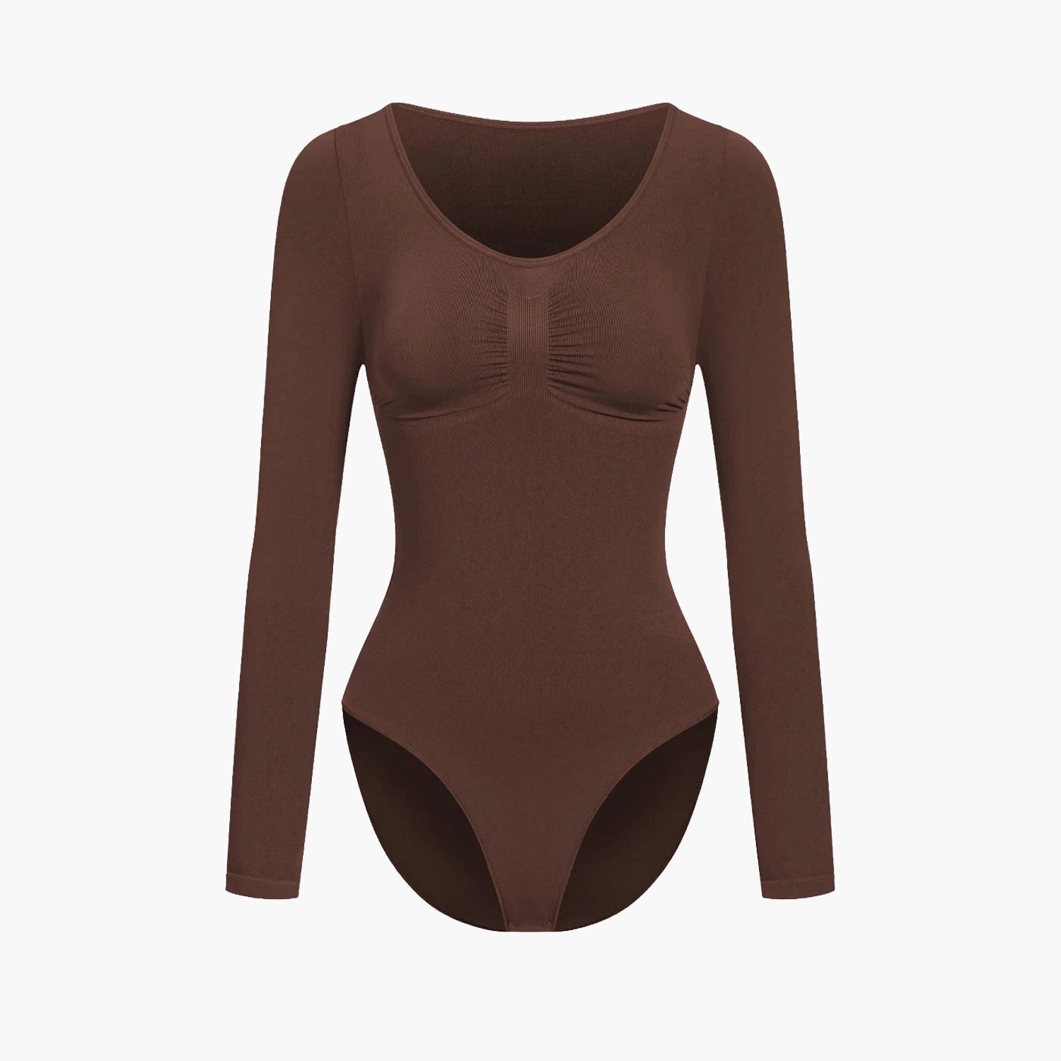 cfab Bodysuit met corrigerende werking, lange mouwen en bijpassend slipje - Bruin