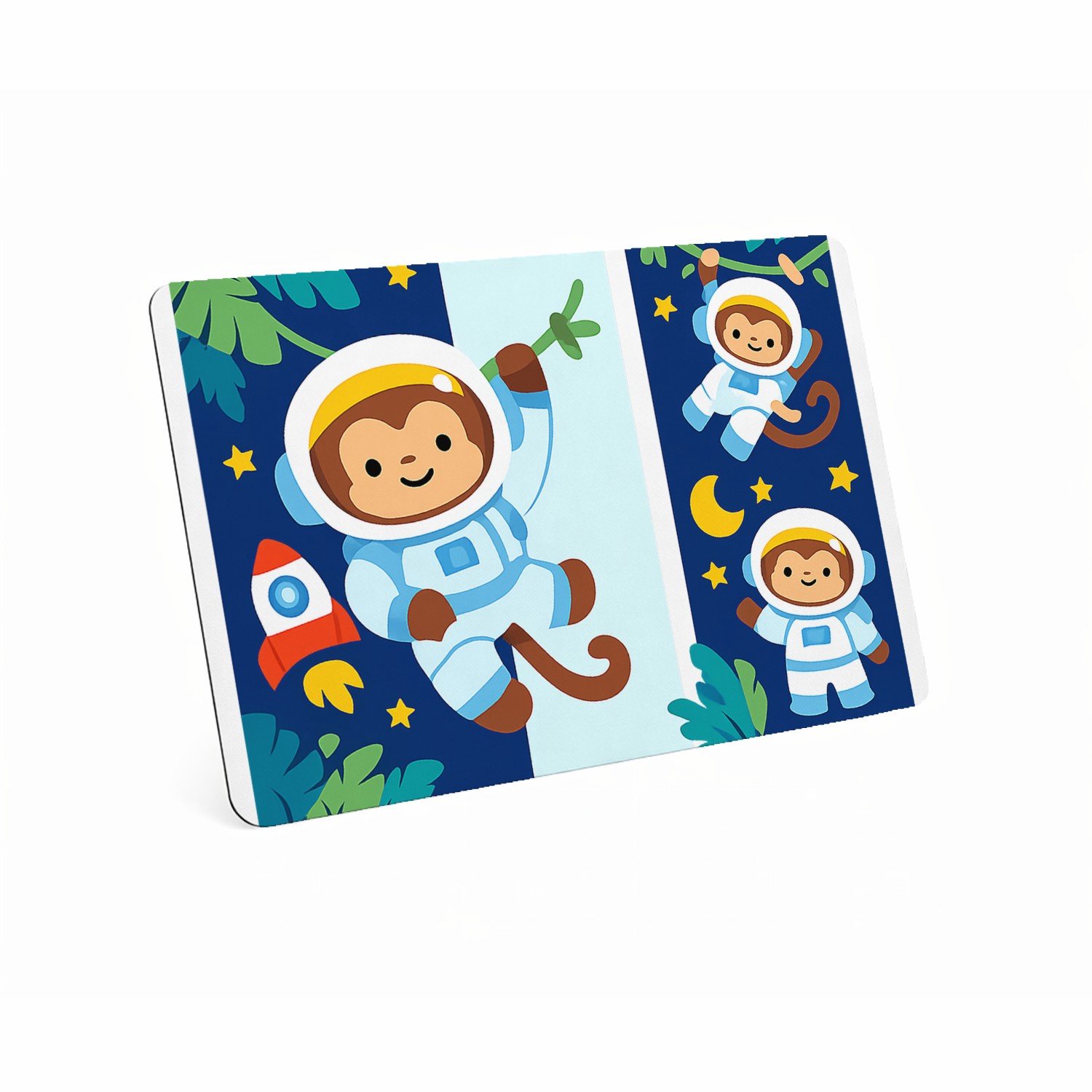 Mr Cadeautjes MDF magnetische fotolijst 28 x 19 - design Dromerige jungle met hangende aapjes en tropische bladeren | cadeau Wit