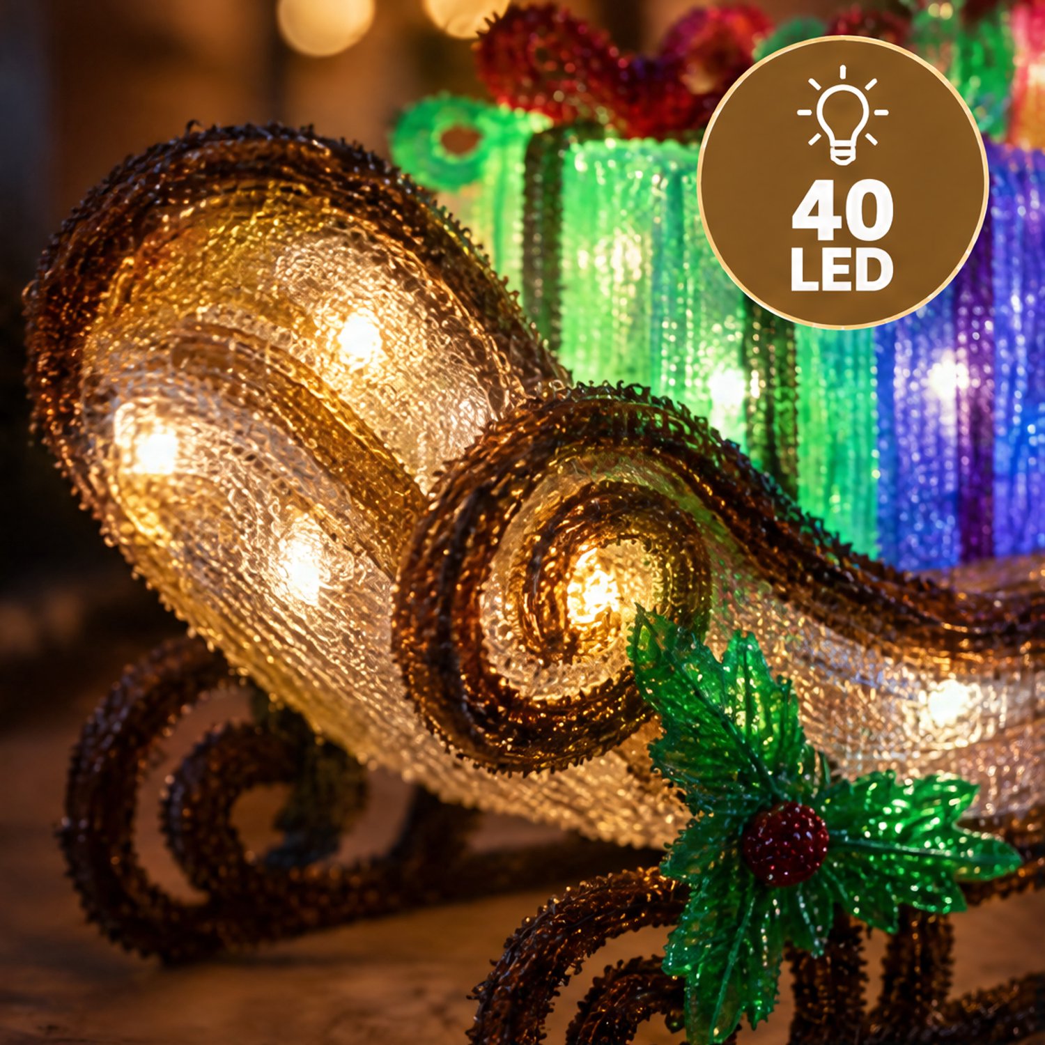 Levano Kerstverlichting Buiten Figuren - Arreslee met 40 LED - Kerstlampjes - Kerstdecoratie voor Binnen - Kerstversiering Buiten - Kerstfiguren - Kerstslee - Sfeerverlichting - Kerstfiguur met Licht - Kerstdecoratie Tuin - Timer - IP44 – foto 3