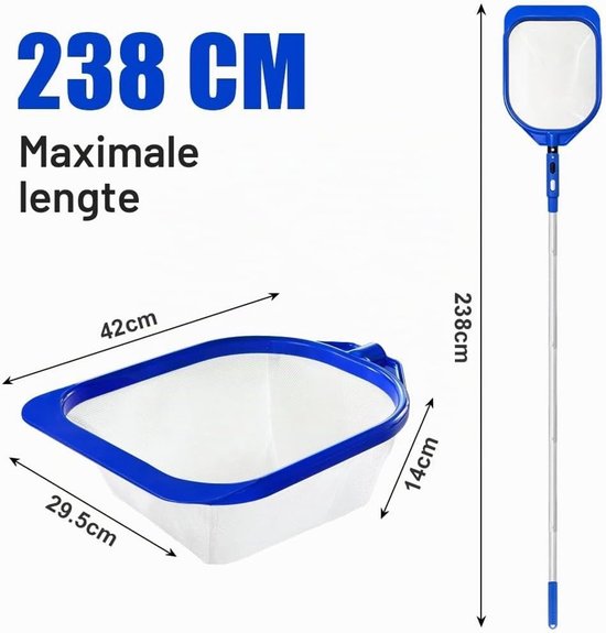 Zwembadschepnet - Fijnmazig - 238 cm - Met Telescoopstang - Voor Zwembaden en Whirlpools — afbeelding 2