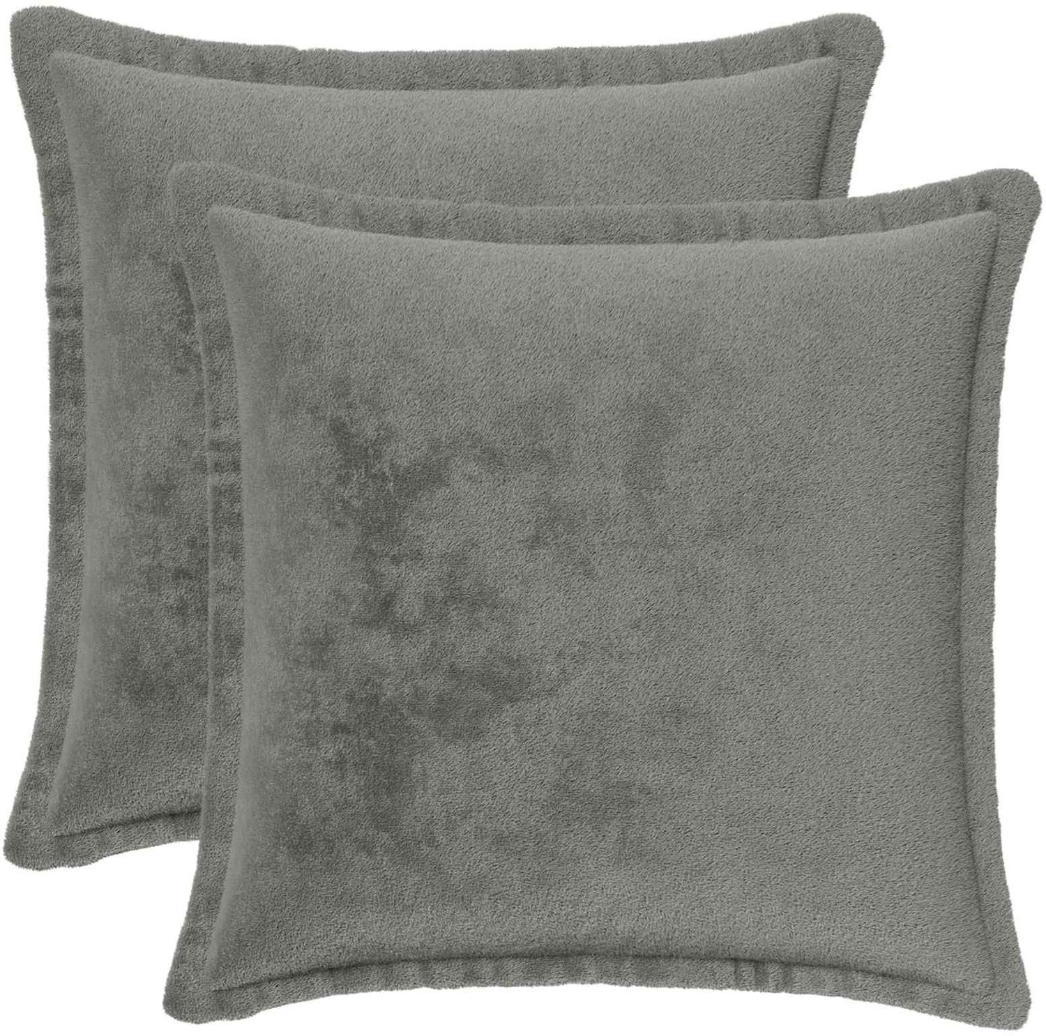 vidaXL Dekenkussen - 2 - st - HOUTEN - Donkergrijs - 45 - x - 45 - cm - Flanel