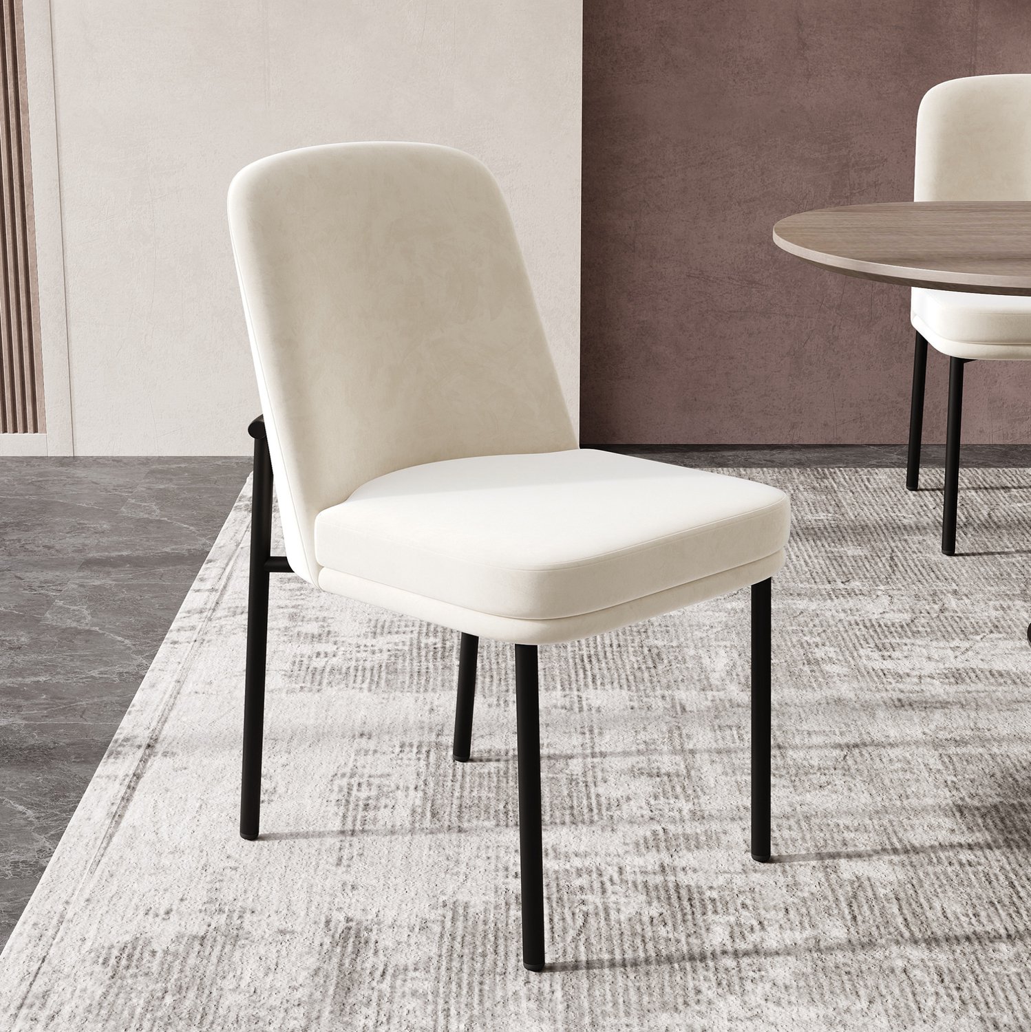 CHICFURN Eetkamerstoel - Gevoerde zitting - Metalen poten - Beige