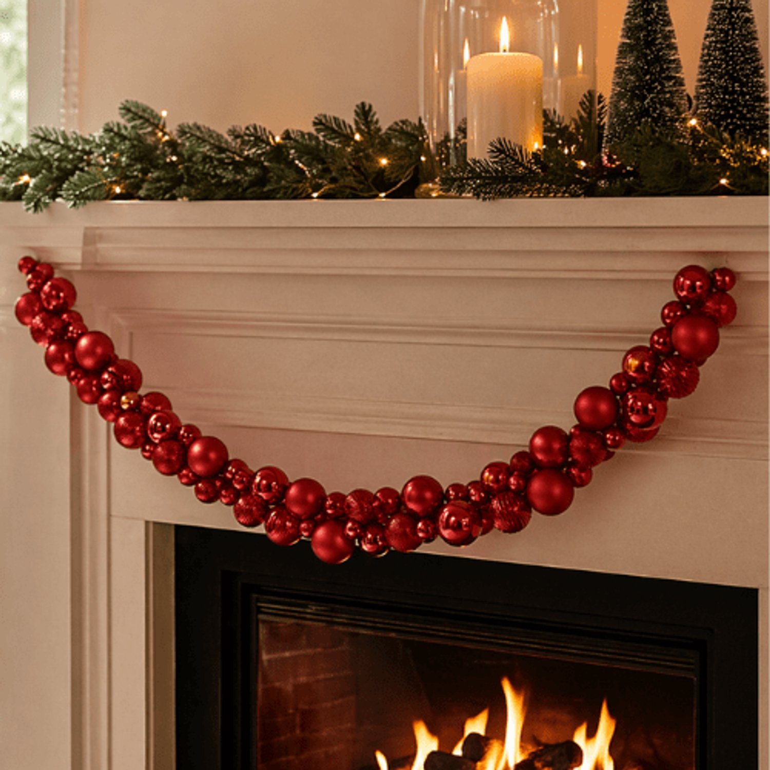 Kerstballenslinger | Polystyreen | Glanzend-matte mix | Rood | 180 cm – foto 2