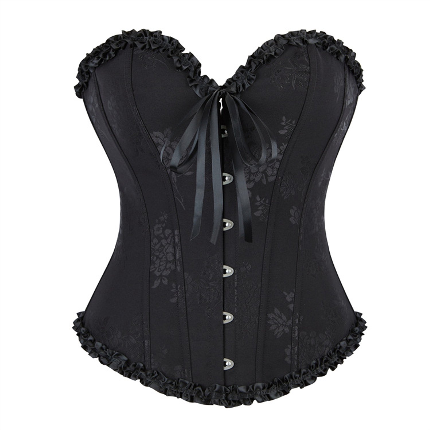 Damestop met ceintuur – vintage jacquard – jacquardstof – tailleband – elegante retrostijl en perfecte taille; geschikt voor feestjes, cosplay en dagelijks gebruik – zwart – maat L